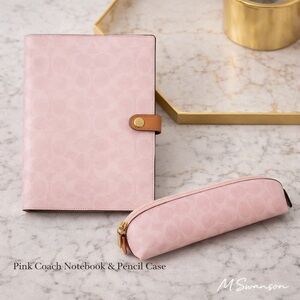 NEW Coach Notebook and Pencil Case Set In Powder Pink Signature Canvas NWT